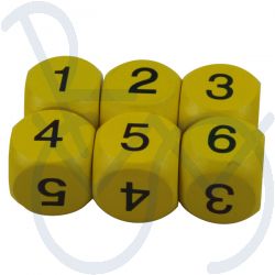 Dobbelstenen met grote cijfers (per 6 stuks)